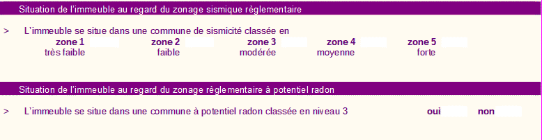 3ème extrait du formulaire d'etat des risques et pollutions ERP